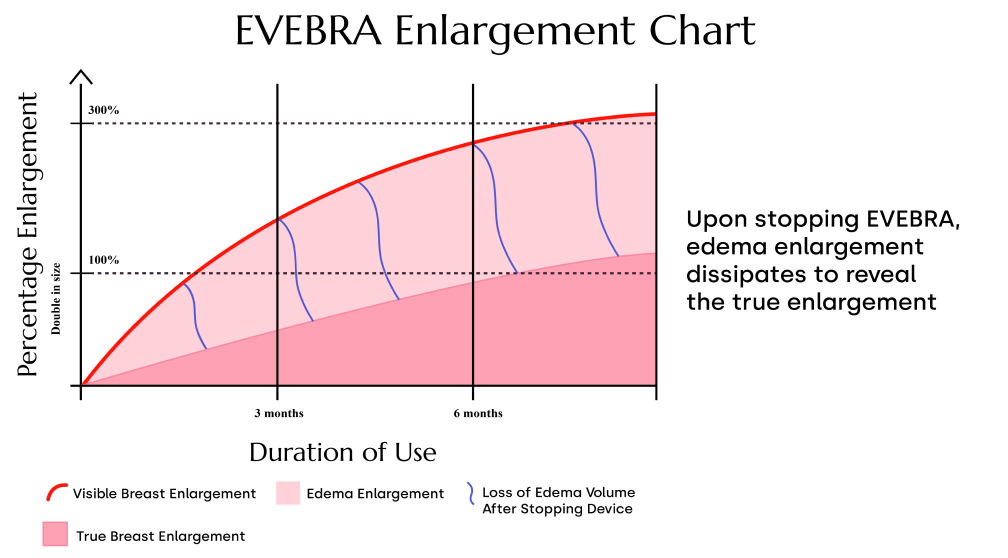 EVEBRA Breast Enlargement Graph vs duration of use.